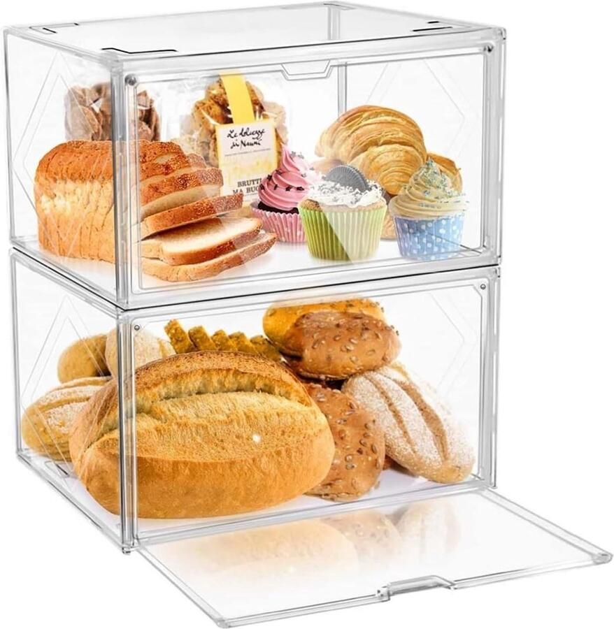 Broodhouder Broodtrommel Keuken Brood Vers Houden Ventilatie Gaten 36x23x27cm Transparant