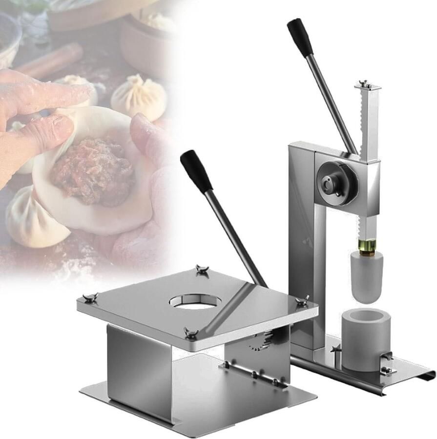Broodjesmachine Set Deegpers Sluitmachine Snel Broodjes Maken Hoge Capaciteit ie 400-500 Per Uur Zilverkleurig