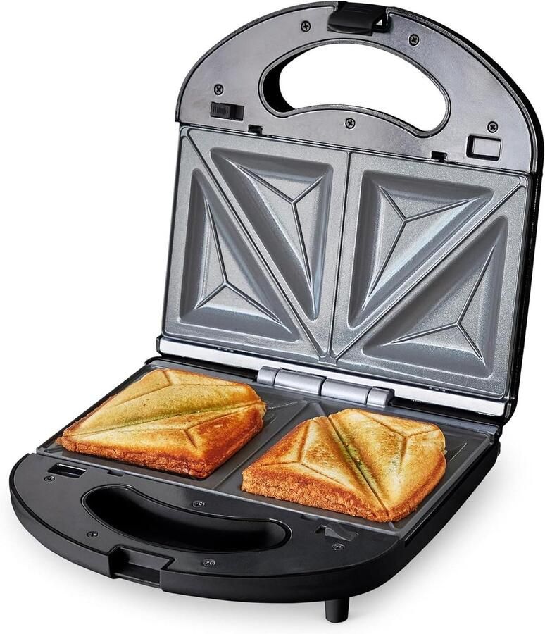 Broodjesmachine Tosti Apparaat Snacks Maken Keramische Antiaanbaklaag 750 Watt Zwart