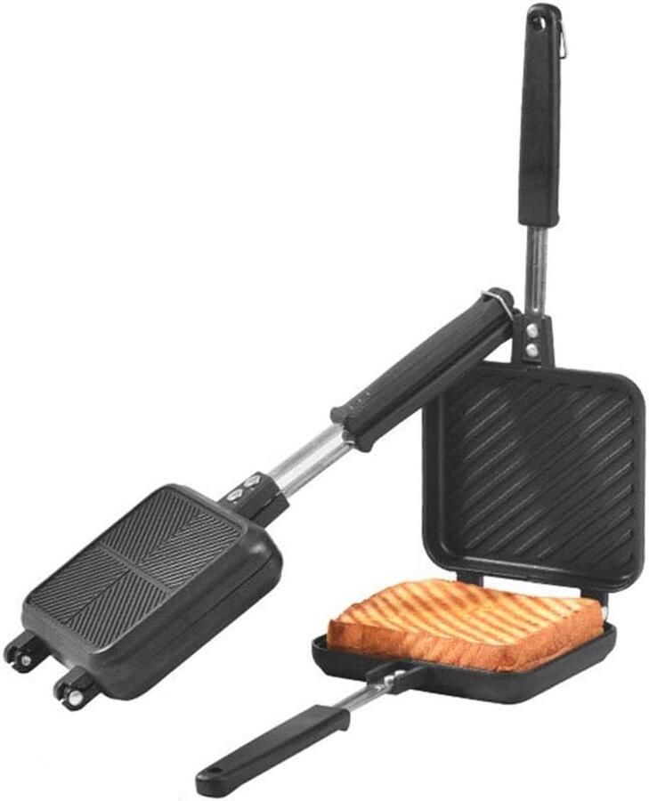 Broodjesmaker Panini Grill Tosti IJzer Warme Broodjes Maken Dubbel Gecoate Grill 350 x 150 mm Rood