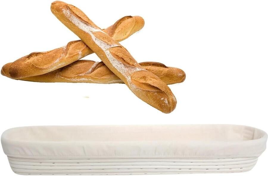 Broodkom voor deegbeheer Rijsmand bakker Brood bakken thuis Handgemaakt van rotan 54.5x11.5x7cm Natuurlijk