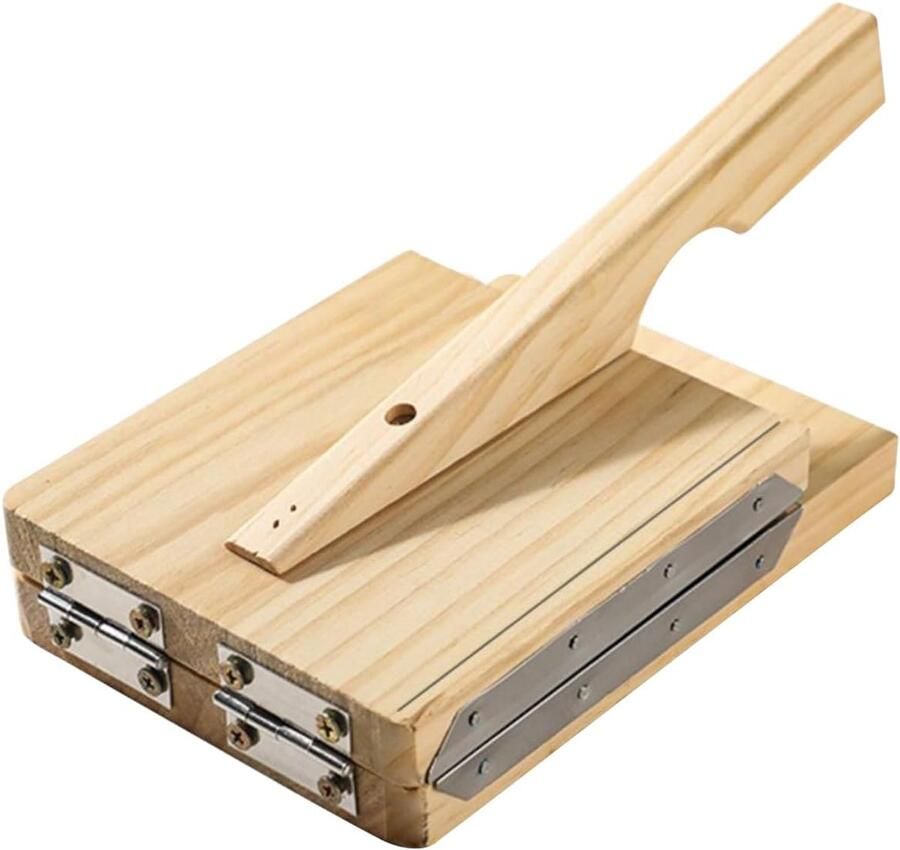 Broodmaker Deegpers Tortilla Maker Zelf Maaltijden Maken Hout en Staal 25 x 20 cm Meerkleurig