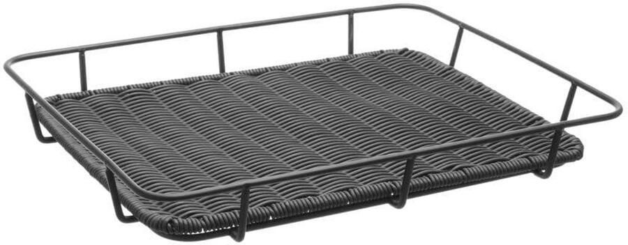 Broodmand Display mand Bakkersmand Brood Presenteren Met roestvrij stalen rand 40x30x5 cm Zwart