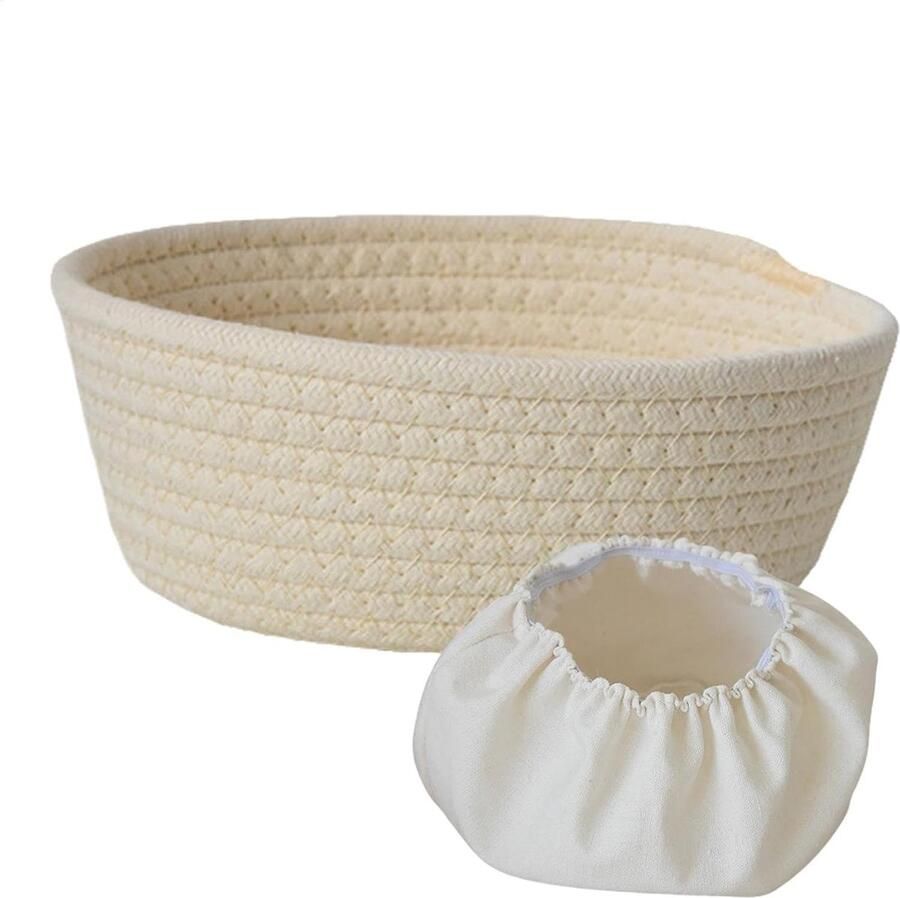 Broodmand Katoen Rijsmand Brood Bakken Brood Handgemaakt Touw Ovaal 16x21x8cm Natuurlijk