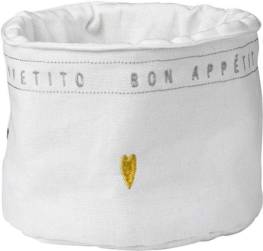 Broodmand Klein Ontbijtmand Brood Serveren Zachte Katoen Stof 17cm Wit Goud