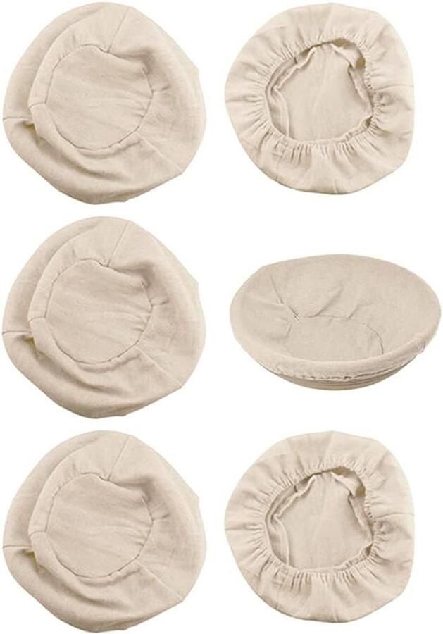 Broodmand Liners Ronde Doeken Brood Bakken Natuurlijk Materiaal 6 Stuks 25cm Beige