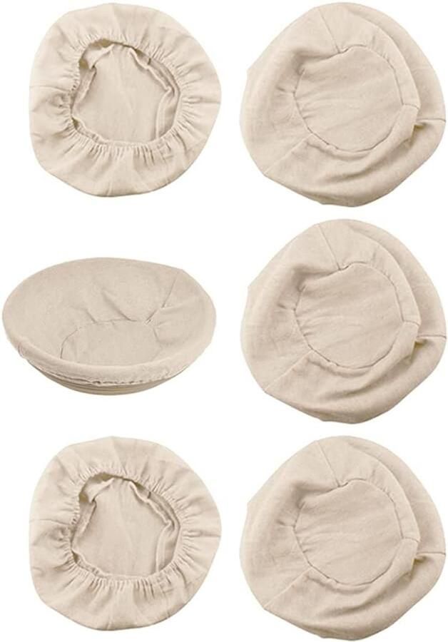Broodmand Liners Ronde Doeken Brood Bakken Natuurlijke Rattan Stijl 6 Stuks 25 cm Beige