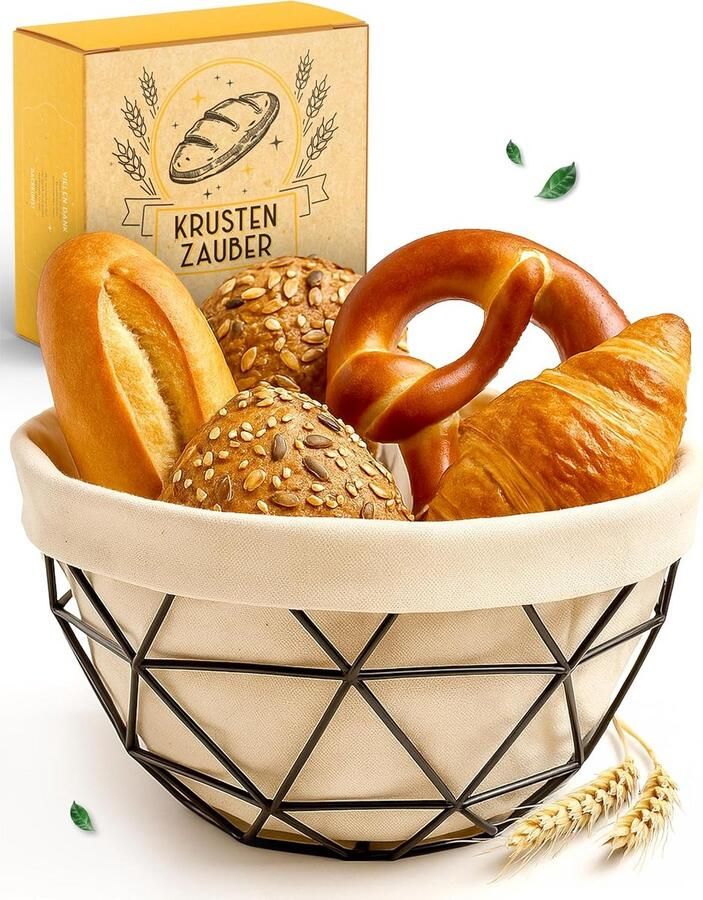 Broodmand met metalen frame Wasbare broodzak 20 cm voor vers brood op tafel