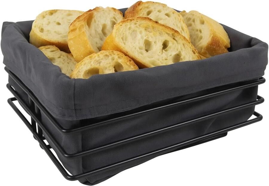 Broodmand Metaal Mandje Brood Stijlvol Serveren Open Luchtcirculatie 23x22x12cm Zwart