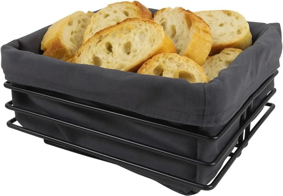 Broodmand Metaal Serveermand Brood Serveren Open Luchtcirculatie 23 x 22 x 12 cm Zwart