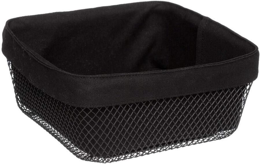 Broodmand Metaal Stof Broodcontainer Rechthoek Keuken Opbergen Lichtgewicht Materiaal 28x28x10 cm Zwart