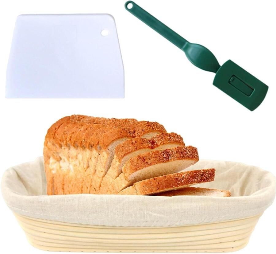 Broodmand Ovaal Rijsmand Deeg Zelf Brood Bakken Natuurlijk Rotan Materiaal 26 x 15 x 8 cm