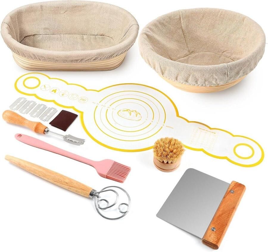 Broodmand Rattan Banneton Brotform Brood Bakken Natuurlijk Rattan Materiaal 25x15x8 cm Beige