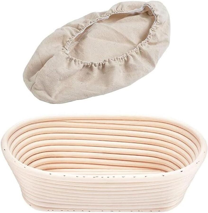 Broodmand Rattan Rijsmand Deegmand Brood Bakken Ovaal Vorm 25 cm Beige