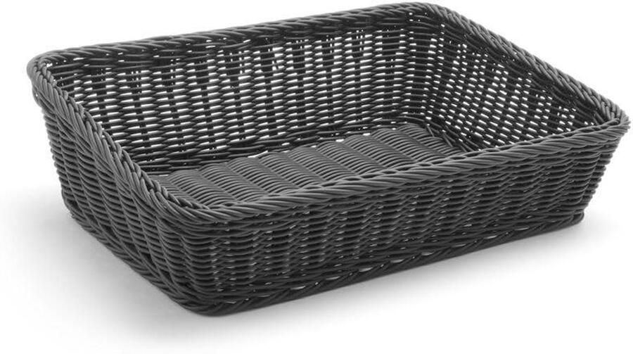 Broodmand Rechthoekig Bakkersmand Opslagmand Brood Serveren Verstevigd Stalen Frame 40x30x12cm Zwart