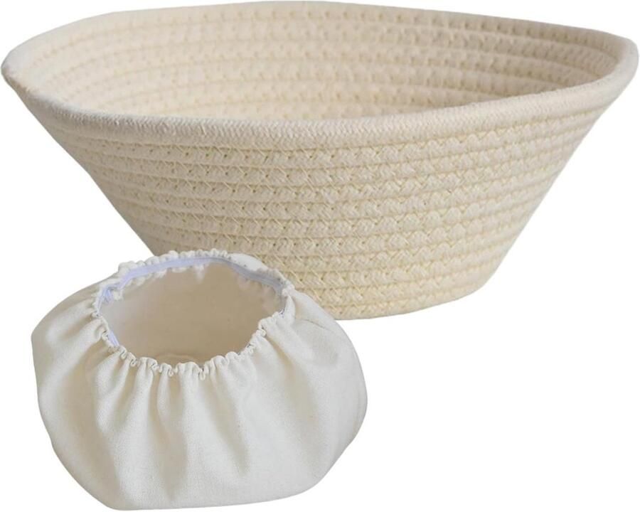 Broodmand Rijsmand deeg Brood bakken Handgemaakt katoen 22.5 cm Beige