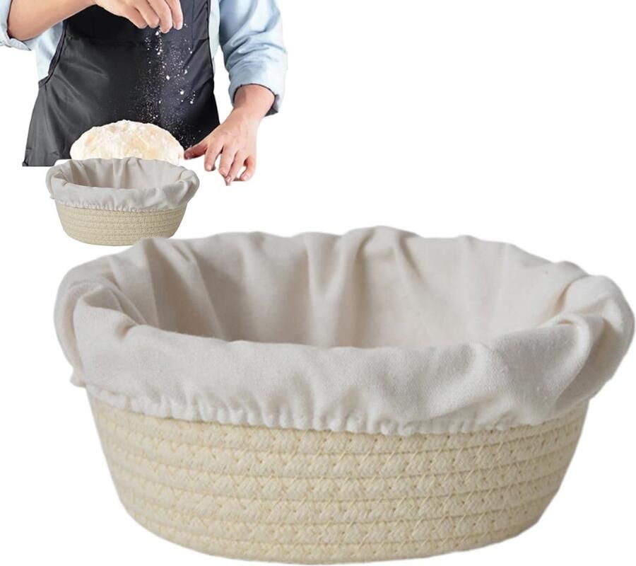 Broodmand Rijsmand deeg Brood bakken Handgemaakt katoenen touw 21 x 16 x 8 cm Meerkleurig