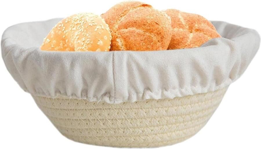 Broodmand Rijsmand Zuurdesem Ambachtelijk Brood Bakken Handgemaakt Katoenen Touw 20 x 25 x 8 cm