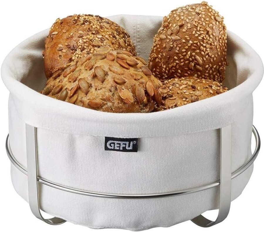Broodmand Rond Broodhouder Tafel Brood Presenteren Roestvrij Staal 22 cm Wit