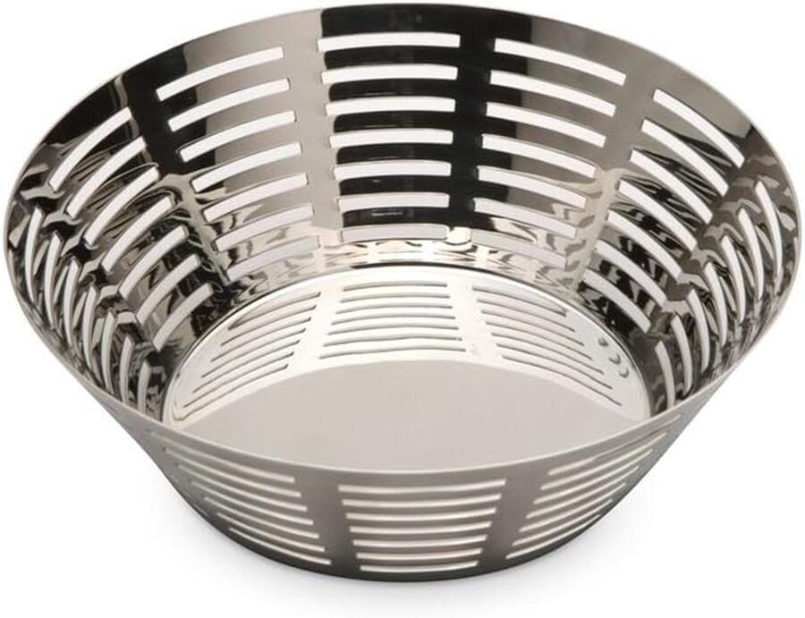 Broodmand Rond Broodtrommel RVS Brood Bewaren Spiegel Afwerking 30 x 21 x 30 cm Zilver
