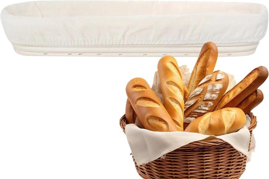 Broodmand Set Rijsmand Bakmand Brood Bakken Natuurlijk Rotan 34 x 10 x 5.5 cm Natuurlijk