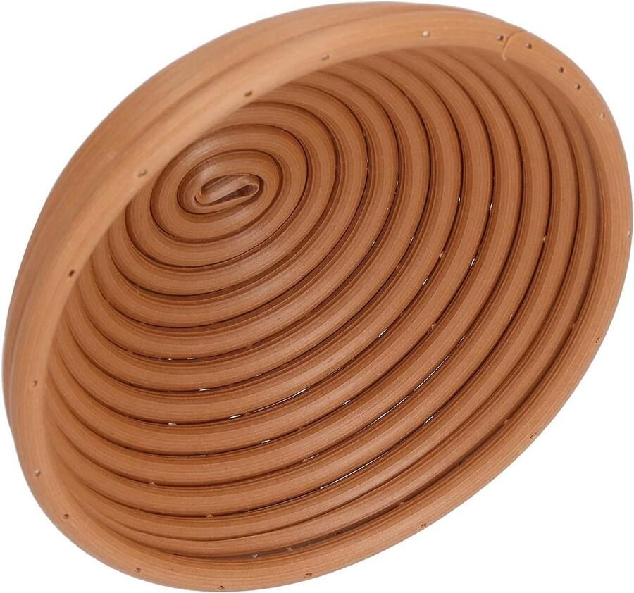 Broodmandje Rijsmandje Bakmand Thuisbakkerij Zuurdesem Wasbaar en Duurzaam 16x16x7CM Rond Geelbruin