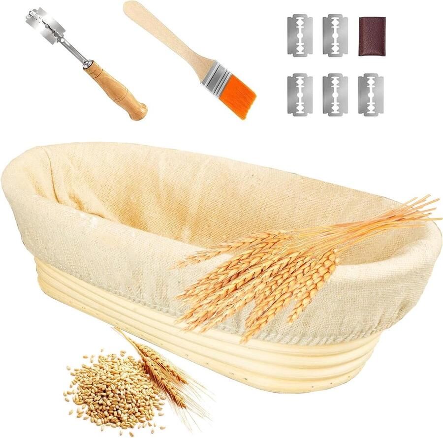Broodmandje Set Rijsmandjes Bakmandjes Brood Bakken Natuurlijk Rotan Materiaal 25 cm Wit