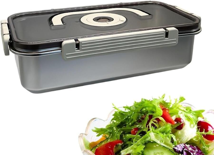 Broodopberger Broodtrommel Voedselcontainer Brood Vers Houden Vochtvasthoudend Deksel 34 x 18.5 x 5.5 cm Zilver