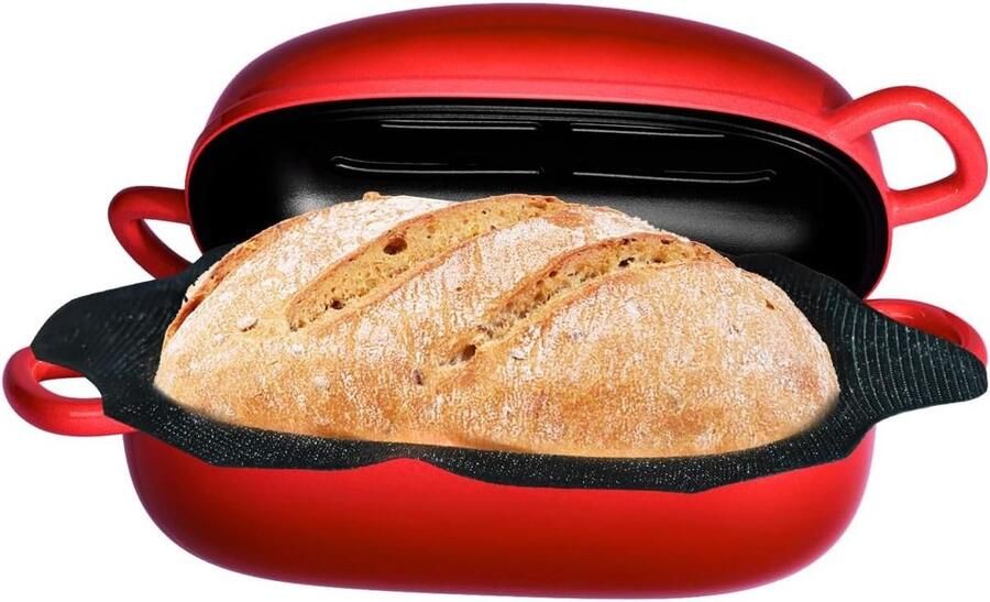 Broodpan Gietijzer Bakvorm Oven Ambachtelijk Brood Bakken Optimale Vochtregulatie 2.5 Liter Rood