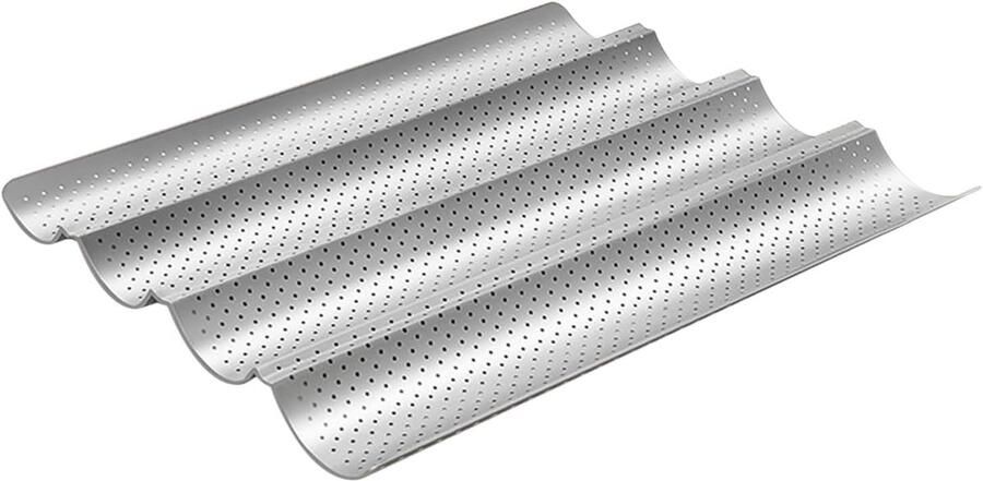 Broodpan met 4 Broden Bakvorm Stokbrood Ambachtelijk Brood Bakken Geperforeerd Ontwerp 38x33x25cm