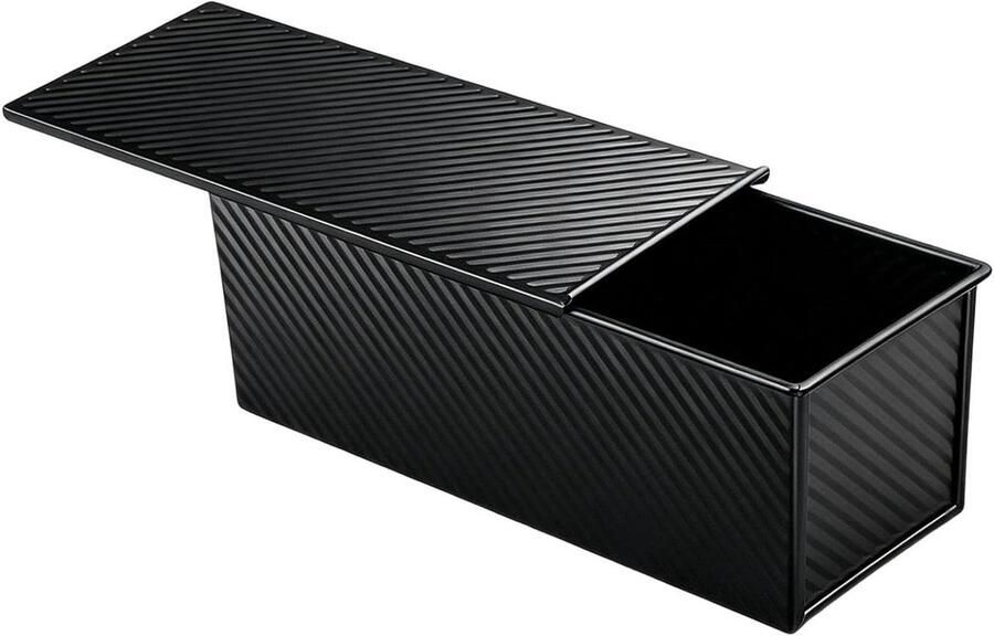 Broodpan met deksel Bakvorm sandwich Brood bakken thuis Gegolfde antiaanbaklaag 32x12x11 cm Zwart