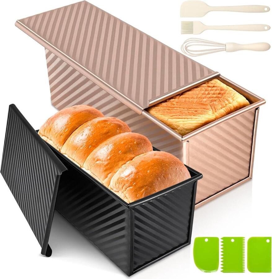 Broodpan met Deksel Broodvorm Toast Brood Bakken Antiaanbaklaag 2.54 cm Grijs