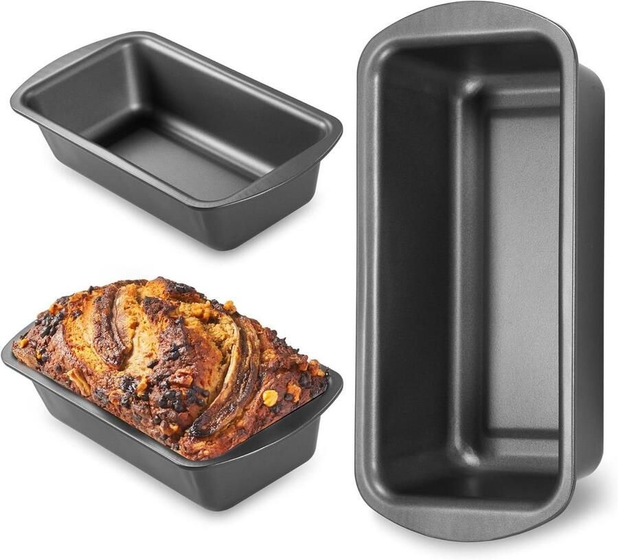 Broodpannen Bakken Set Broodblik Anti-aanbak Zelf Brood Maken Extra Dik Materiaal 3 Stuks 9x5 Inch Grijs