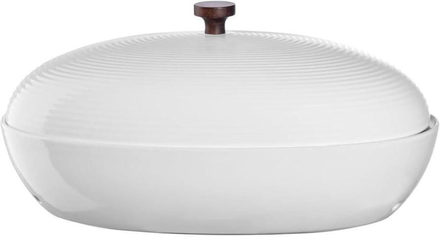 Broodpot Aardewerk Broodtrommel Keuken Brood Bakken Gelijkmatige Warmteverdeling 32x18x16.5cm Wit