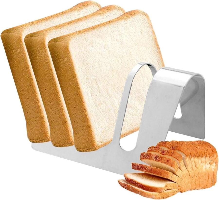 Broodrek Broodsnijder Toastrek Ontbijt Bereiden Roestvrij Staal 4 of 6 vakken Zilver