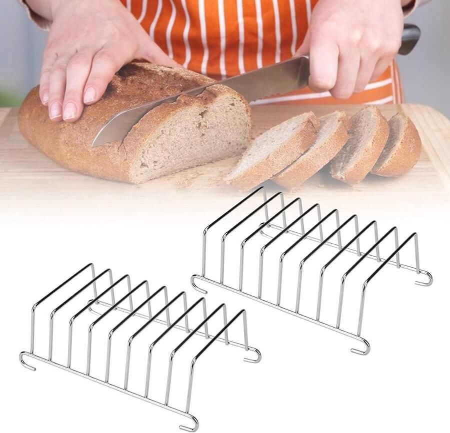Broodrek Toast houder Ontbijt serveren 8 sleuven 155 mm lengte Zilver