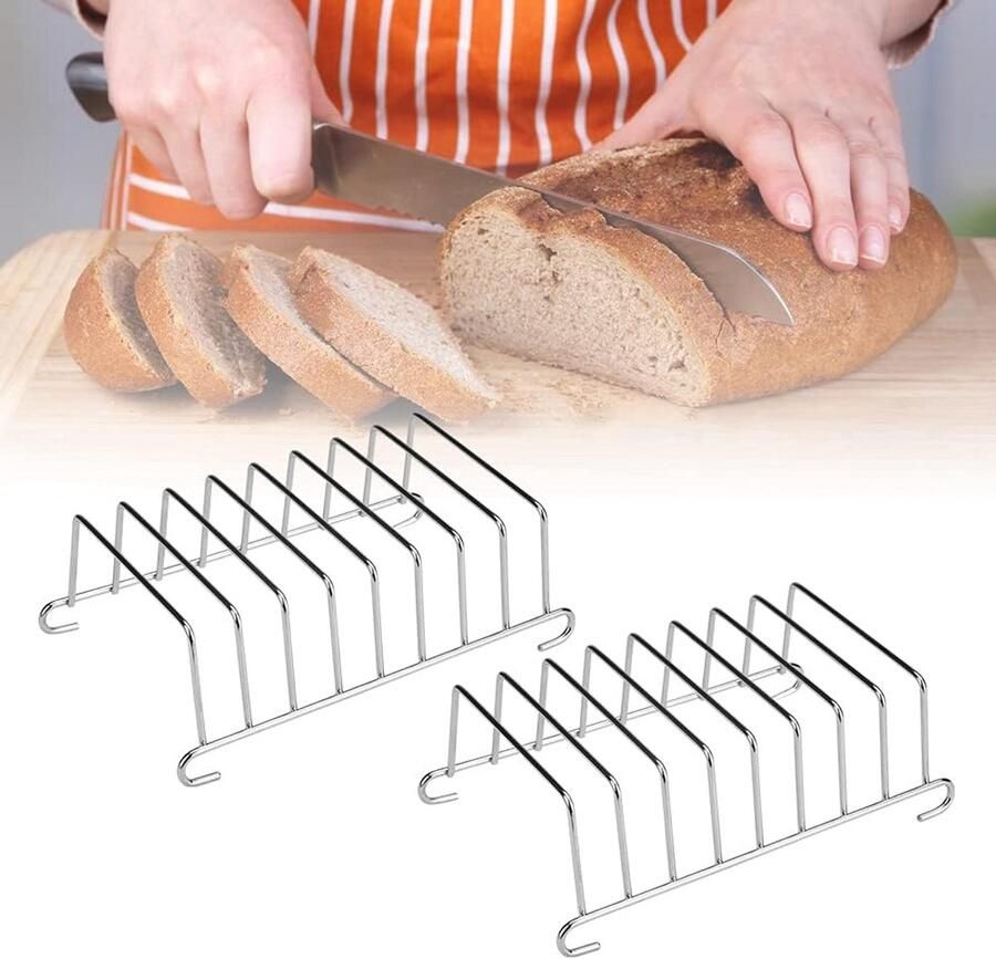 Broodrek Toast houder Ontbijt serveren 8 sleuven 155 mm lengte Zilver - Foto 2