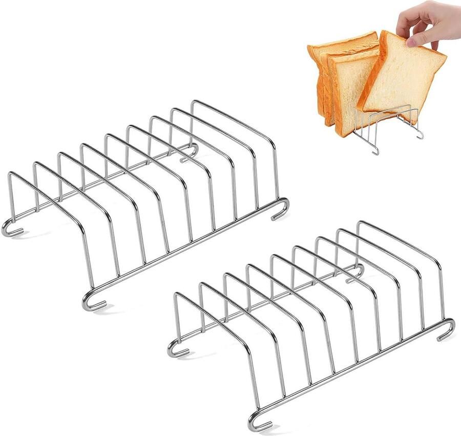 Broodrek voor broodrooster Toast standaard Toast bereiden 8-schijven capaciteit 2 stuks Zilver