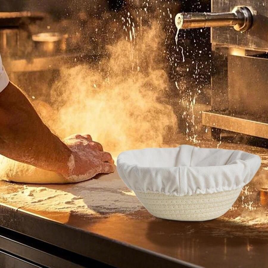 Broodrijsmand Bakmand Ambachtelijk bakken Handgemaakt katoenen touw 208 cm breed Kastanjebruin