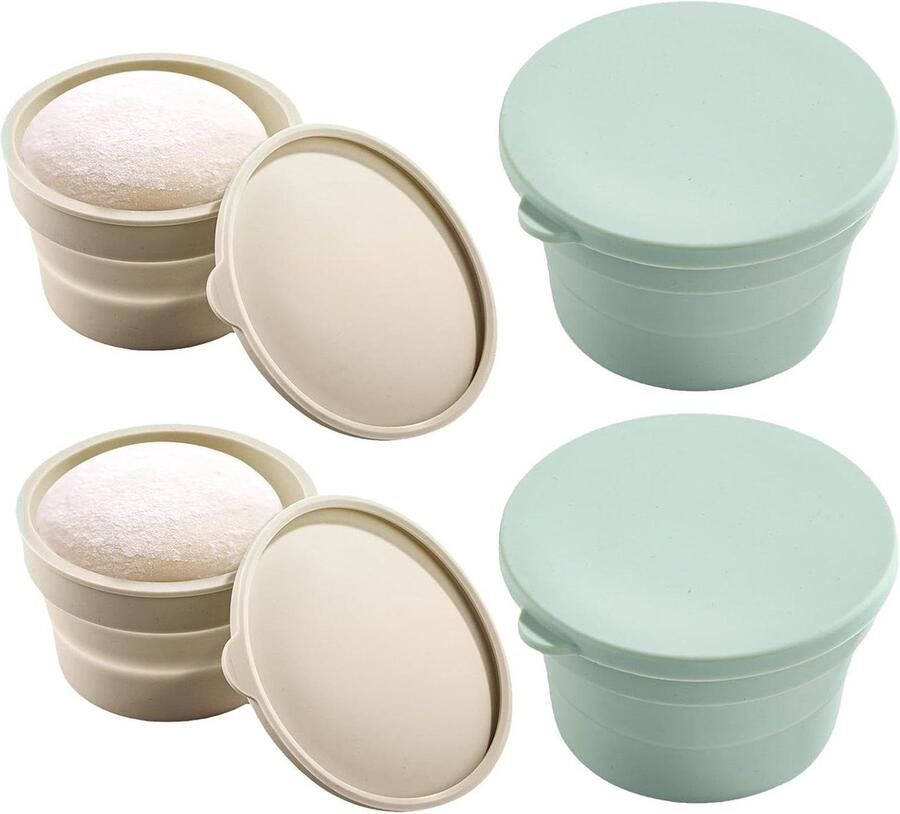 Broodrijsmand Deegkom Brood Bakken Opvouwbaar 13x13x7.6cm Groen en wit