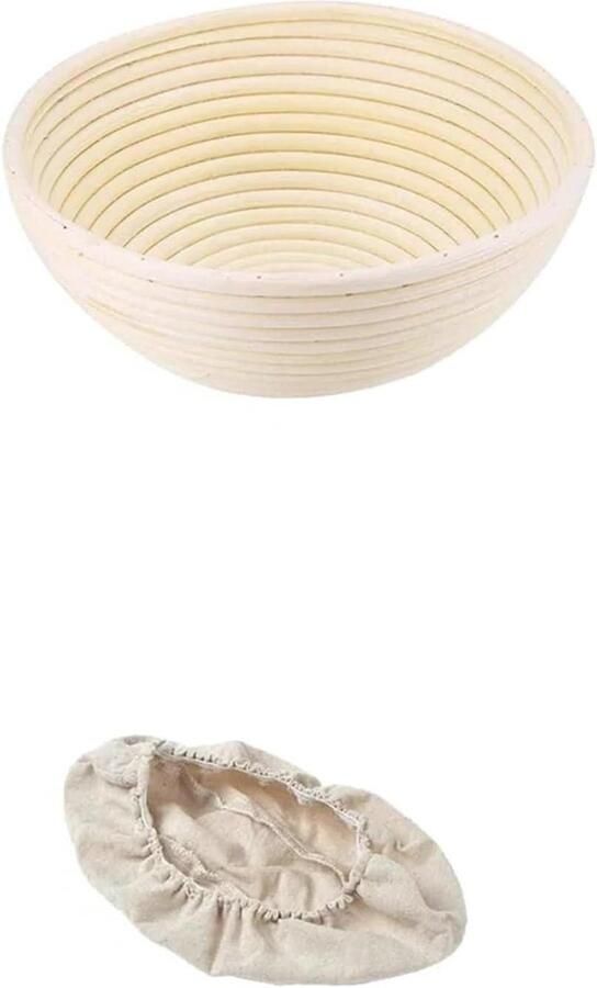 Broodrijsmand Deegmand Rijs Ambachtelijk Brood Bakken Natuurlijk Rotan Materiaal Rond 22x8.5cm Houtkleur