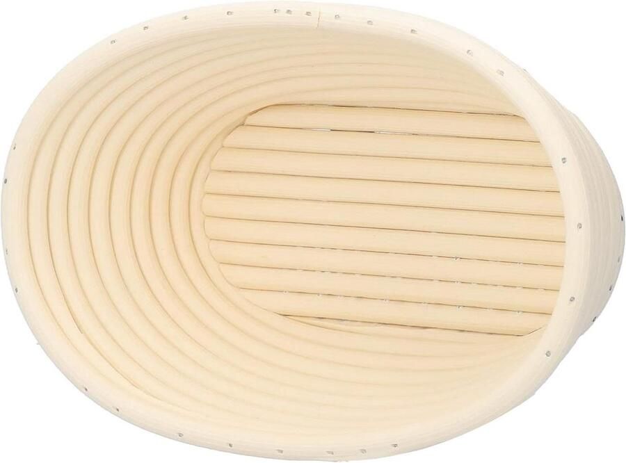 Broodrijsmand Rijsmand Brood Deegmand Zuurdesem Bakken Handgeweven Plastic 21 x 14 x 8 cm Gebroken wit