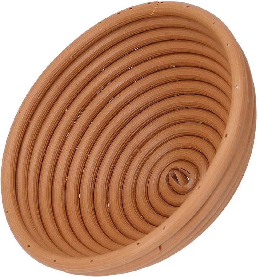 Broodrijsmand Rond Rijsmand Zuurdesem Brood Bakken Handgeweven Plastic 16x7 CM Geelbruin
