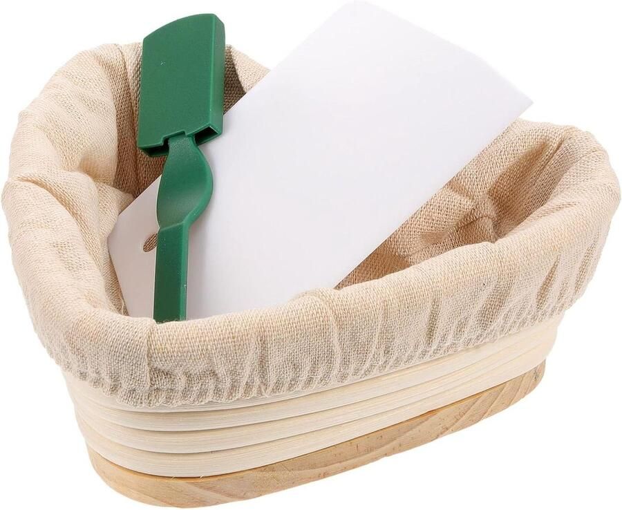 Broodrijsmand Set Bakkerij mand Brood bakken Antiaanbaklaag 19x14 cm Natuurlijk