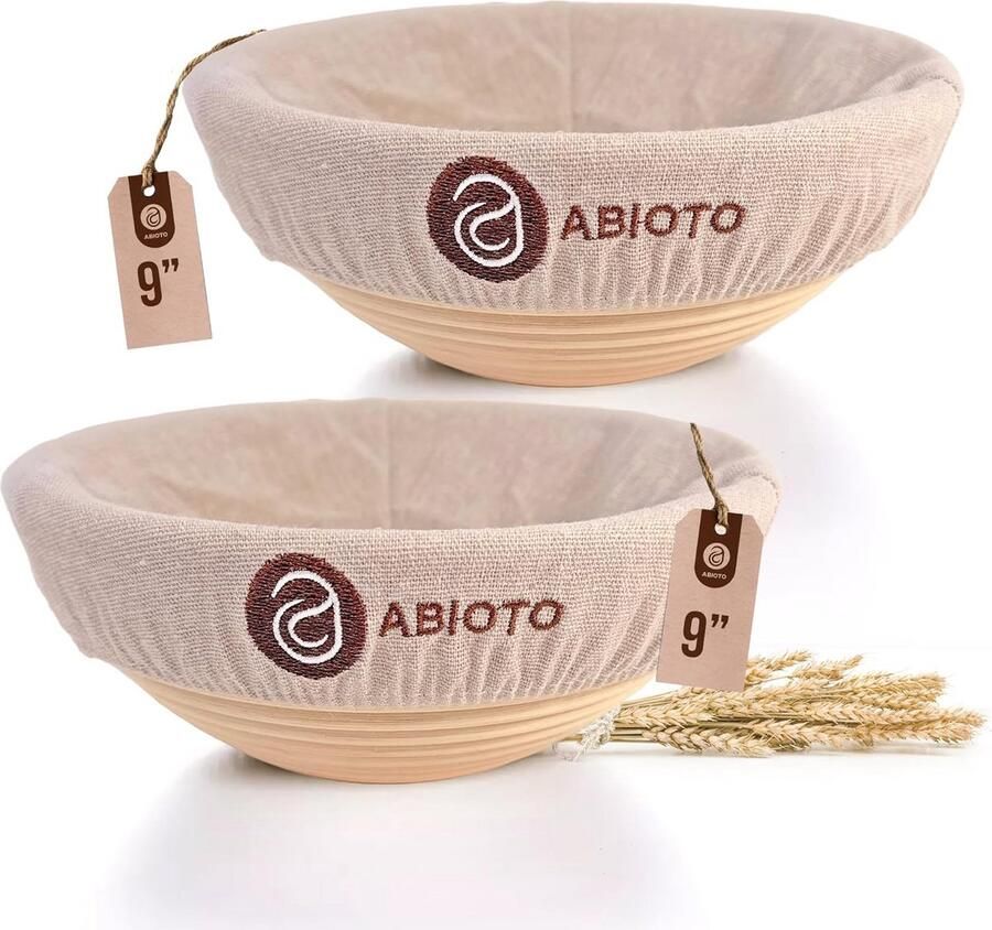 Broodrijsmanden set van 2 voor zuurdesembrood Ronde bannetons van 9 inch van hoogwaardig rotan