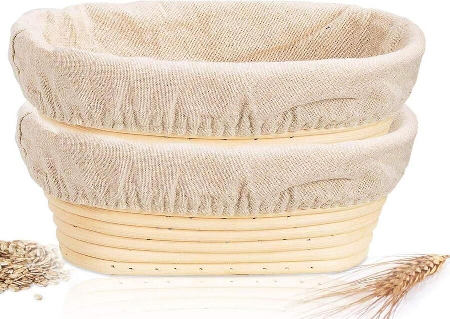 Broodrijsmandjes Set Zuurdesem Manden Ambachtelijk Brood Bakken Handgemaakt Rotanriet 2 Stuks Natuurlijk