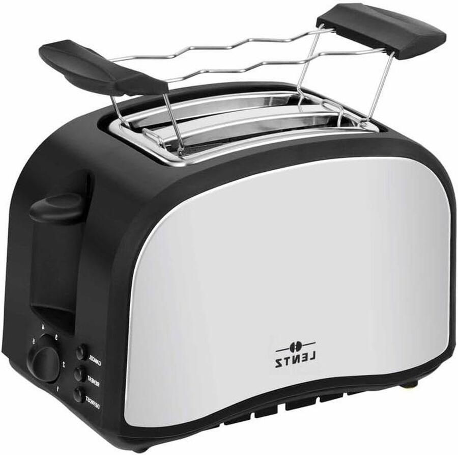 Broodrooster 2 schijven Toastapparaat Ontbijt Bereiden Met broodjesopzetstuk 800 Watt Roestvrij staal