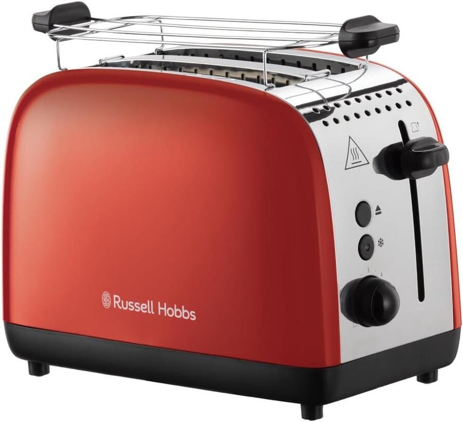 Broodrooster 2-Sleufs – Extra Brede Sleuven – 6 Bruiningsstanden – Ontdooifunctie – 1600W – Rood