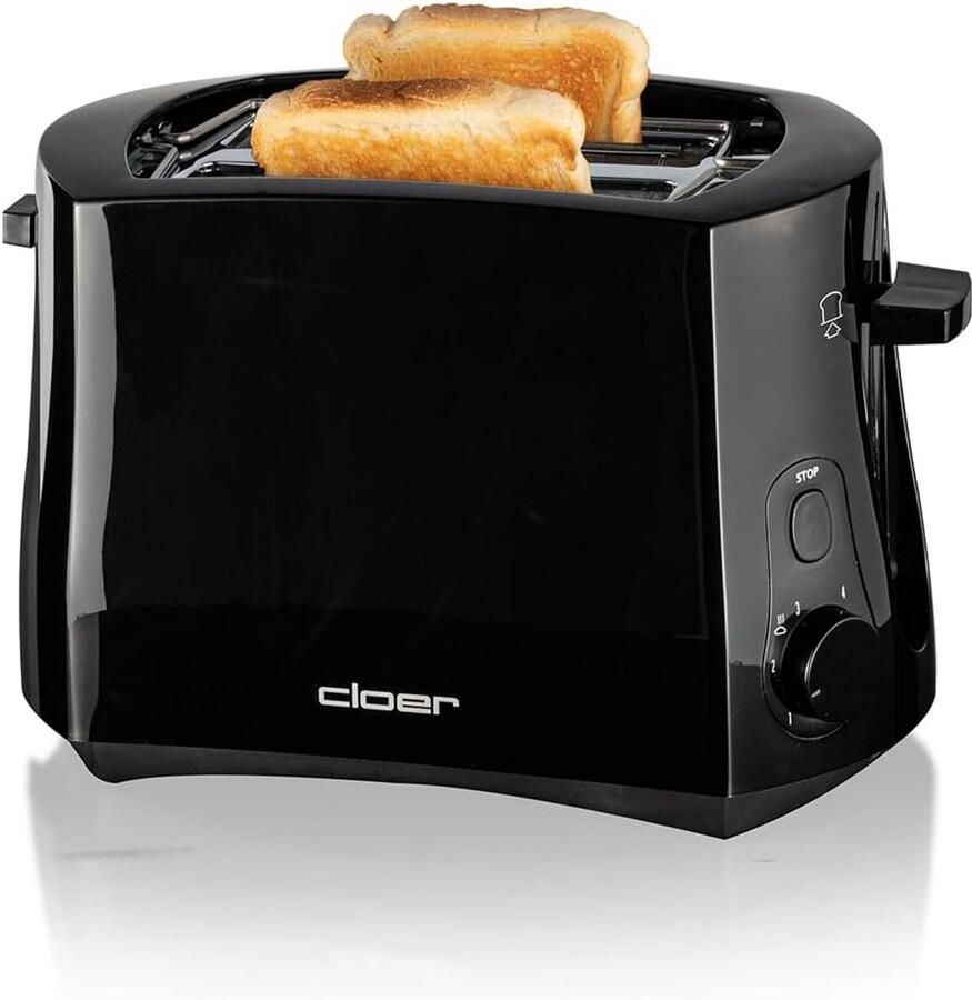 Broodrooster 2-slice toaster Ontbijt Bereiden Geïntegreerd Broodjesrek 825 Watt Zwart