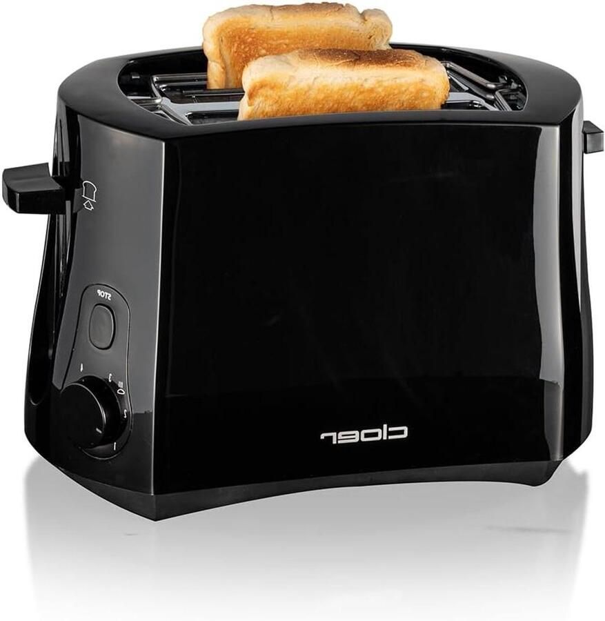 Broodrooster 2-slice toaster Ontbijt Bereiden Geïntegreerd Broodjesrek 825 Watt Zwart